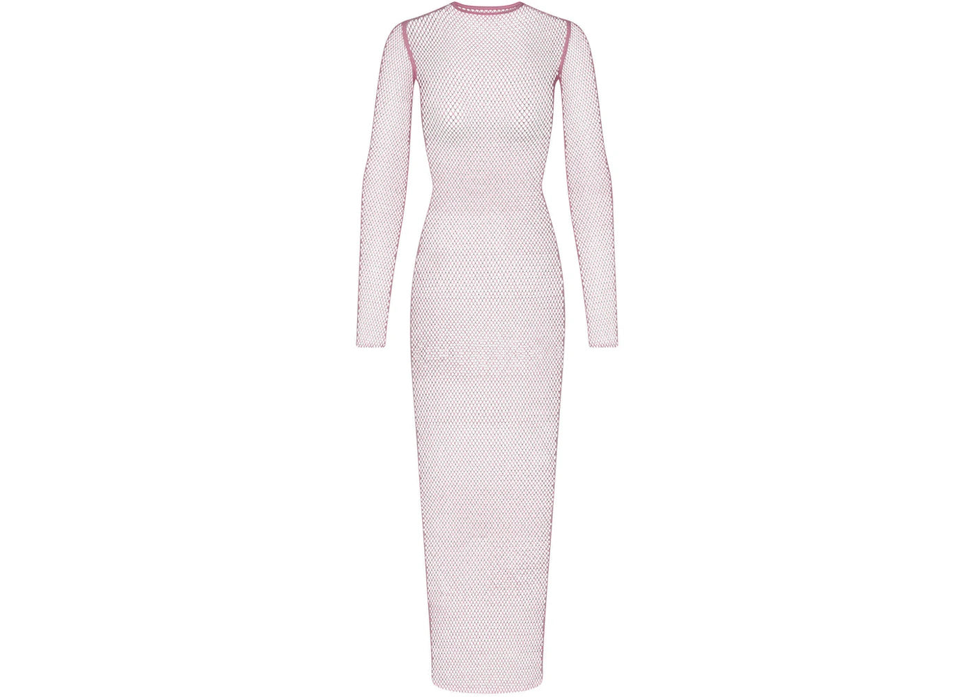 SKIMS x Swarovski Stretch Net Long Sleeve Dress Bubble Gum