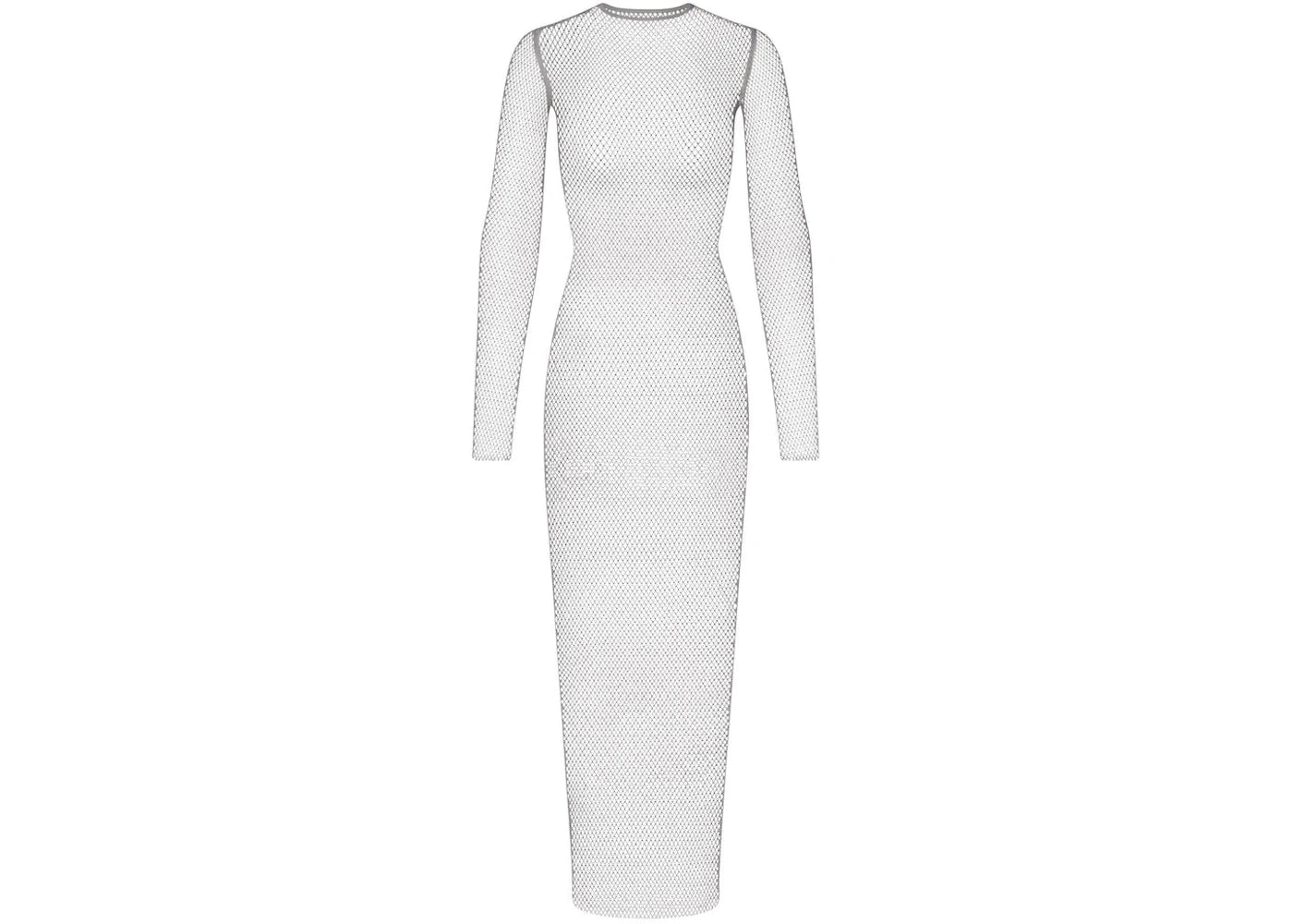 SKIMS x Swarovski Stretch Net Long Sleeve Dress Silver
