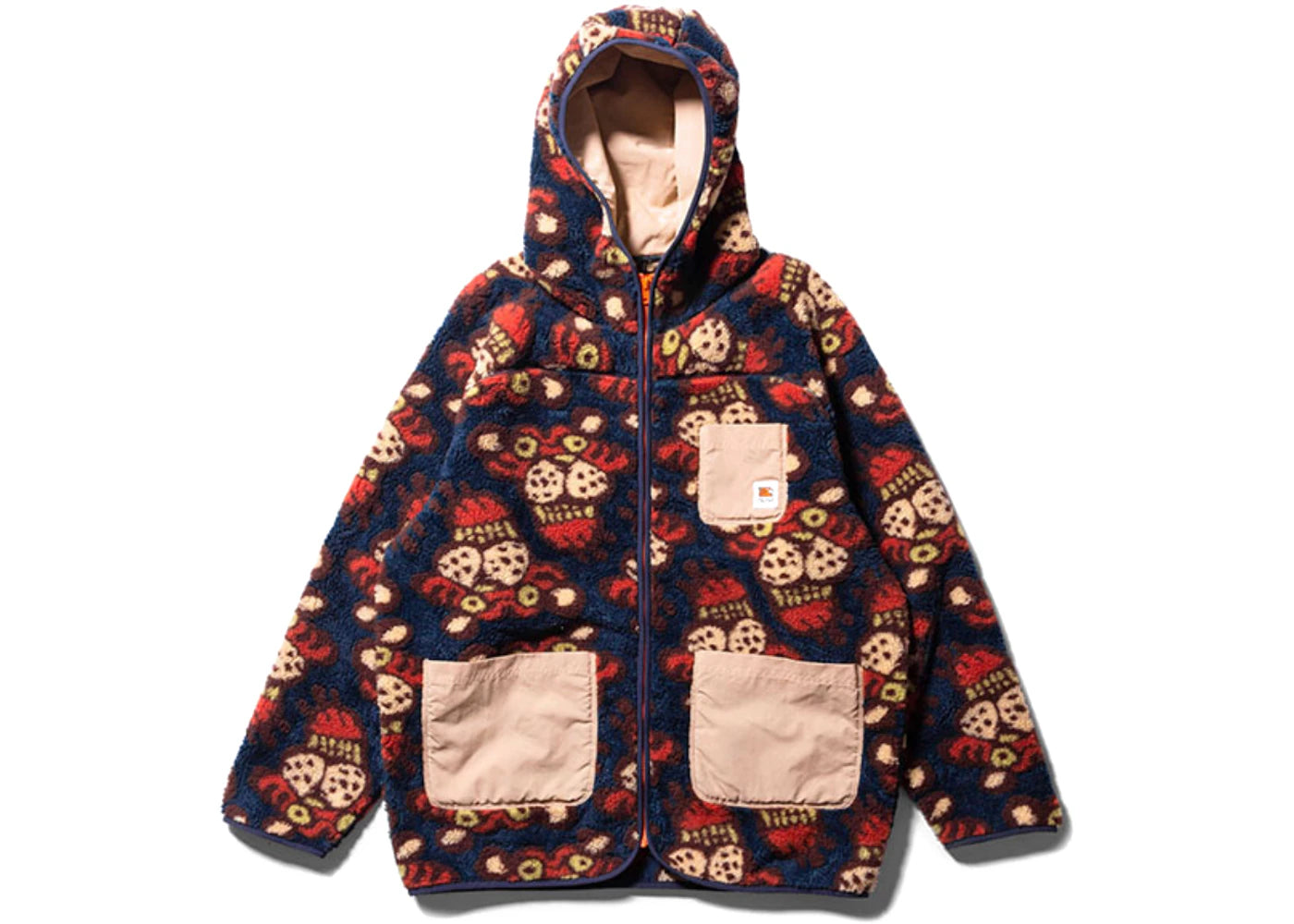 SOULGOODS Allover Tiger Logo Fleece Hooded Jacket Dark Blue