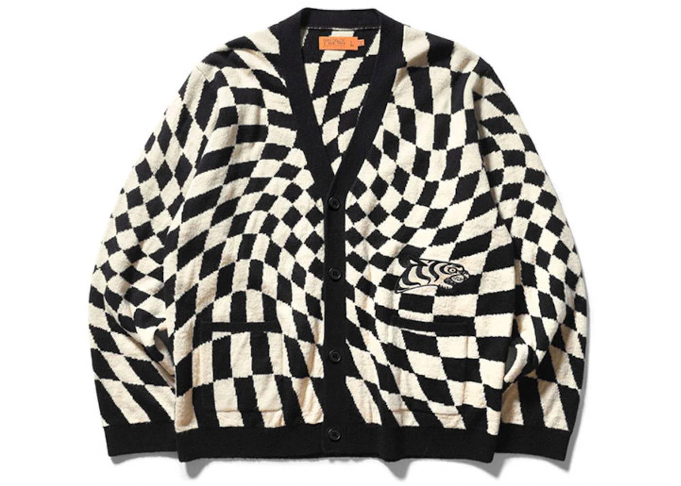 SOULGOODS Checked Mohair Cardigan Black White
