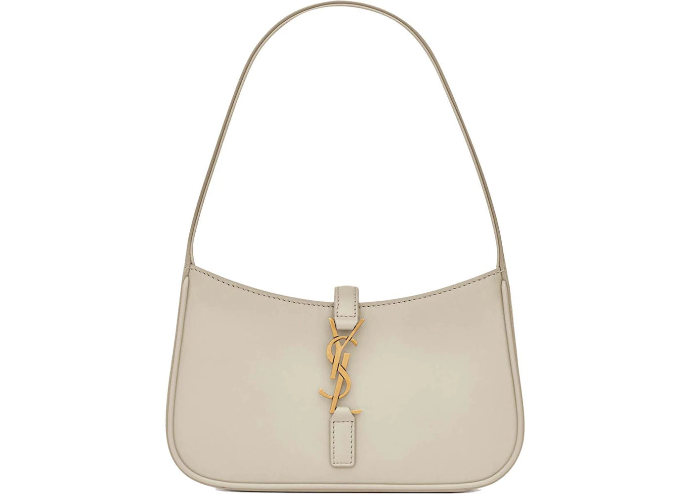 Saint Laurent Le 5 A 7 Mini Hobo Bag In Smooth Leather Blanc Vintage