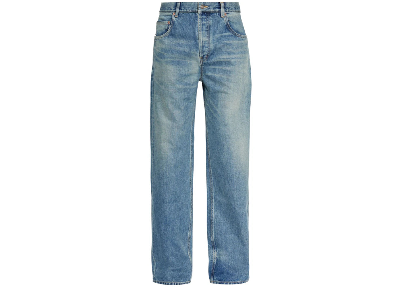 Saint Laurent Mid Straight Baggy Denim Jeans Benjamin Blue