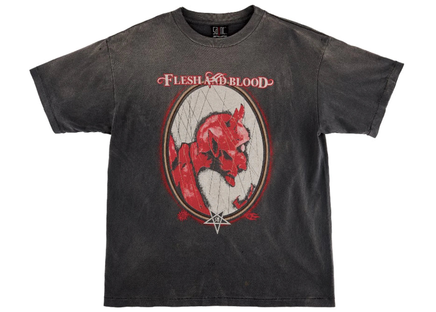 Saint Mxxxxxx Flesh and Blood Devil T-Shirt Vintage Black