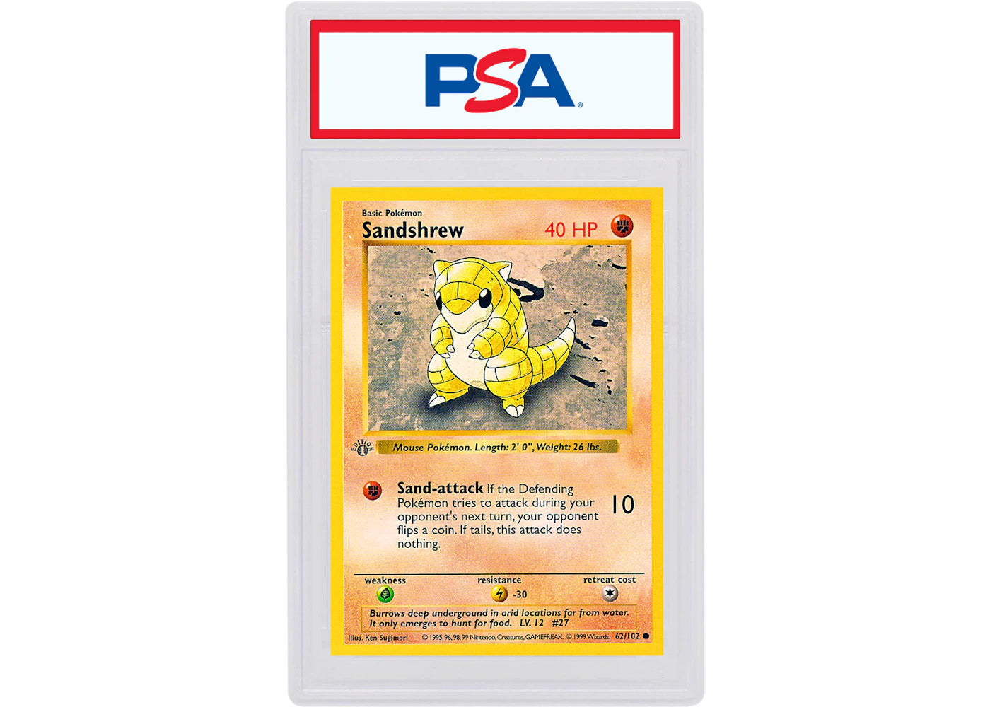 Sandshrew 1999 Pokemon TCG Base Set 1st Edition #62/102 (PSA or BGS Graded)