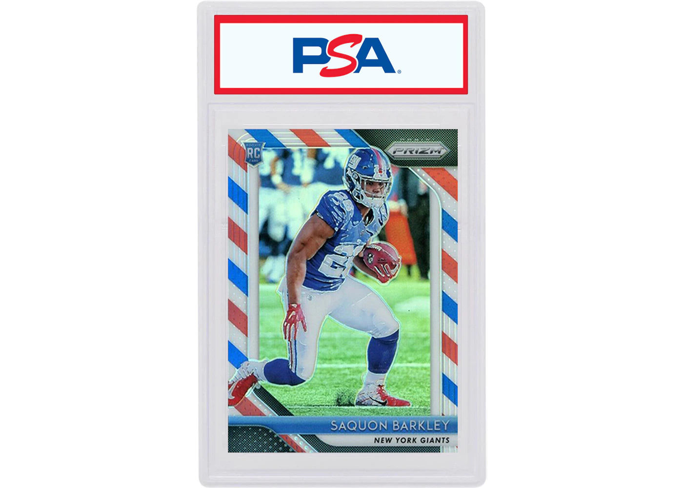 Saquon Barkely 2018 Panini Prizm Rookie Red/White/Blue #202 (PSA or BGS Graded)