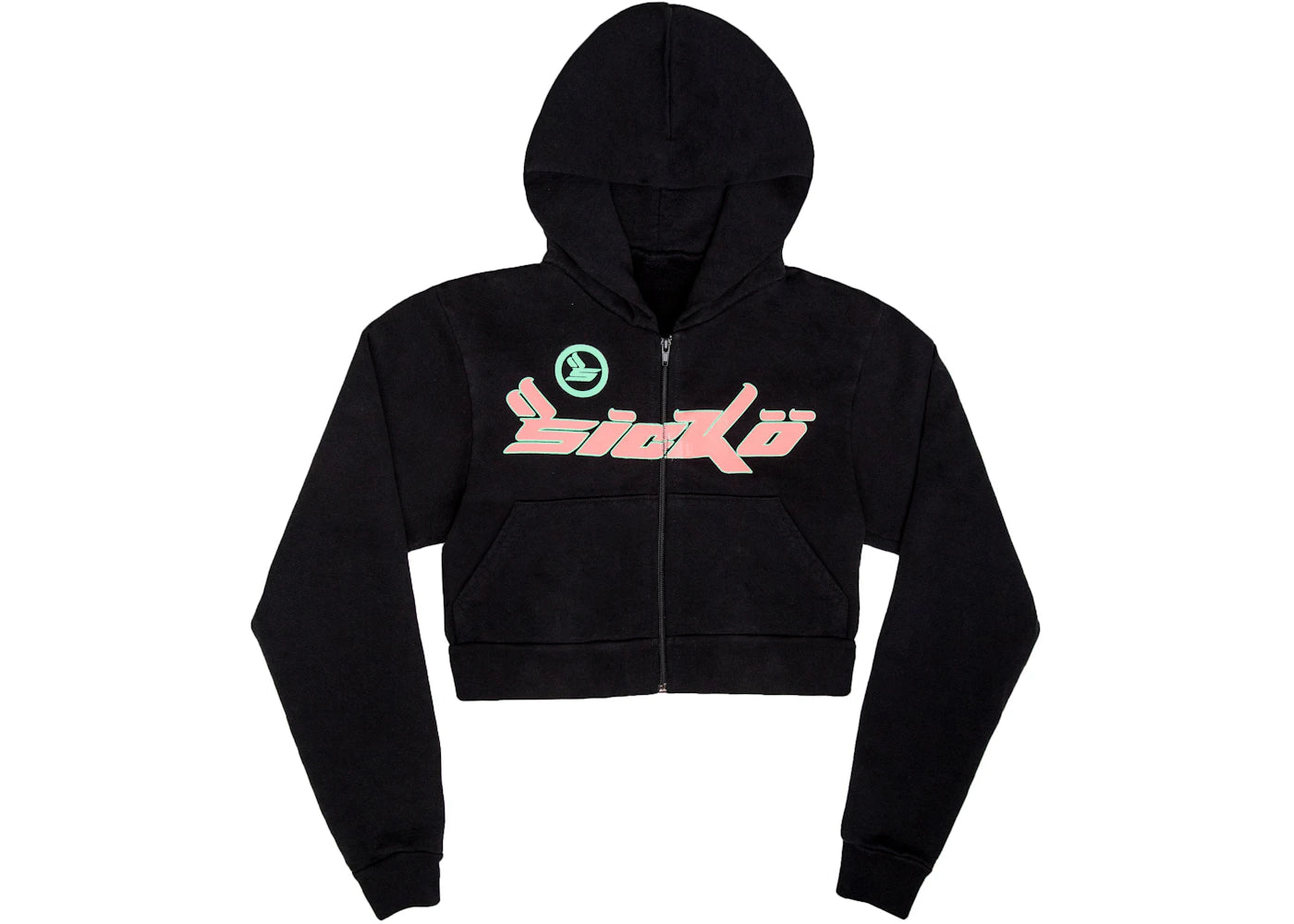 Sicko Pain Women's Cropped Zip Up Black