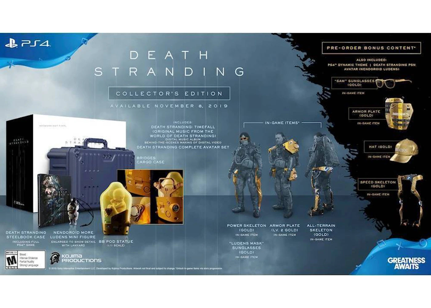 Sony PS4 Death Stranding Collecto'rs Edition Video Game Bundle