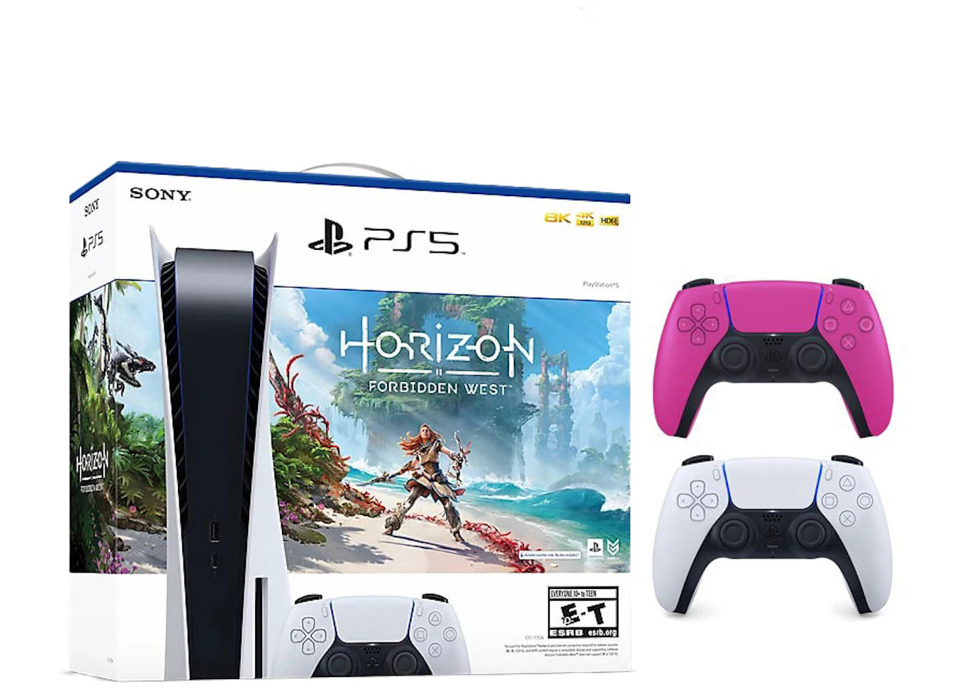Sony Playstation 5 PS5 Horizon Forbidden West Blu-Ray Console with Extra DualSense Wireless Controller Bundle (US Plug) 1000032115/1000032000-3006395 Nova Pink