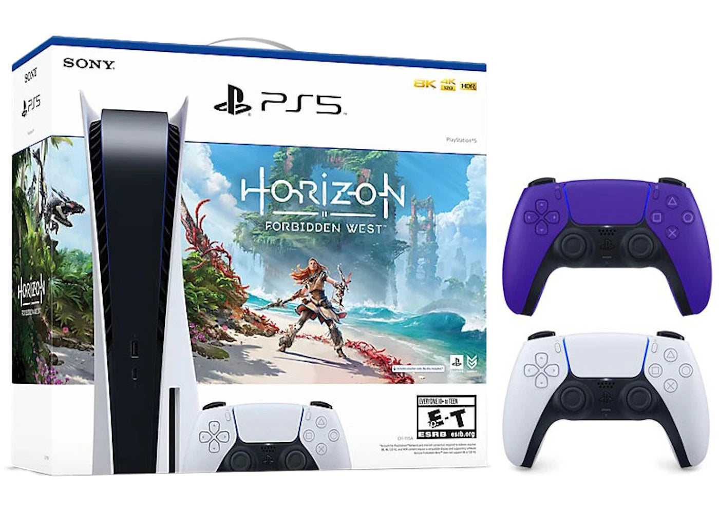 Sony Playstation 5 PS5 Horizon Forbidden West Blu-Ray Console with Extra DualSense Wireless Controller Bundle (US Plug) 1000032115/1000032000-3006396 Glactic Purple