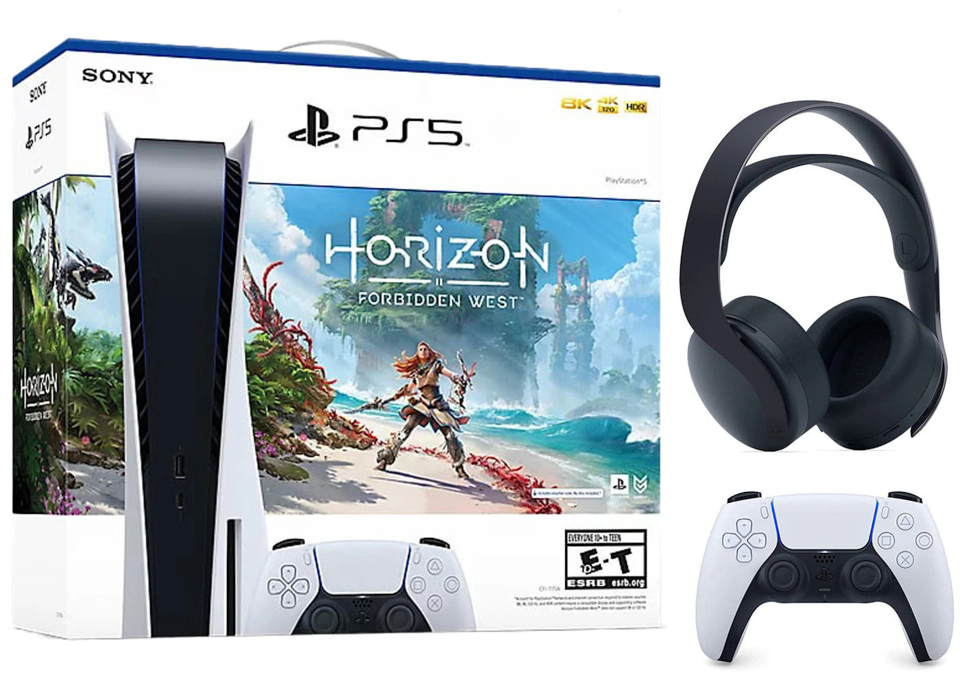 Sony Playstation 5 PS5 Horizon Forbidden West Blu-Ray Console with PULSE 3D Wireless Gaming Headset 1000032115/1000032000-3006397 Black