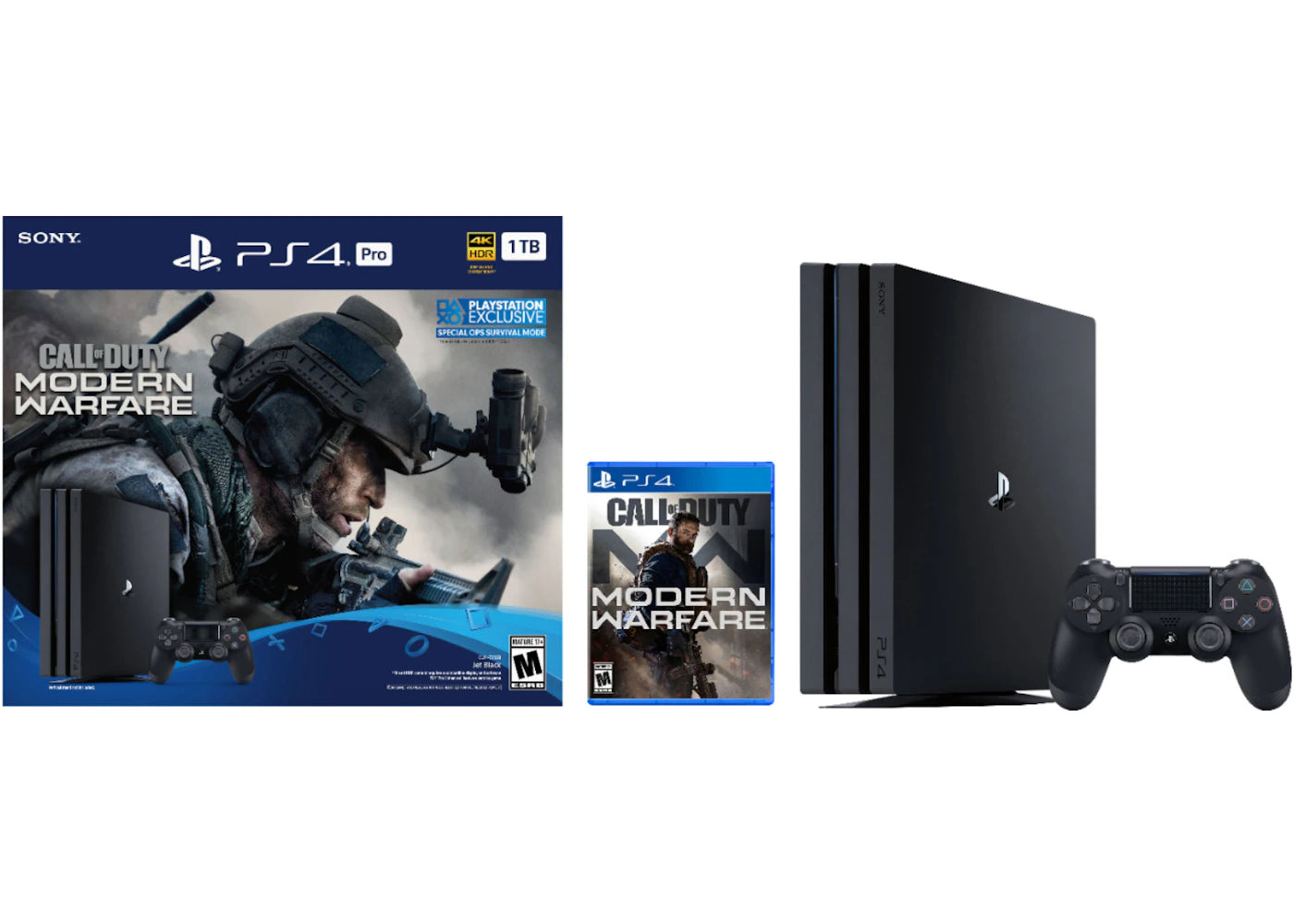 Sony Playstation PS4 Pro 1TB Call of Duty: Modern Warfare Bundle Console (US Plug) 3004138 Jet Black
