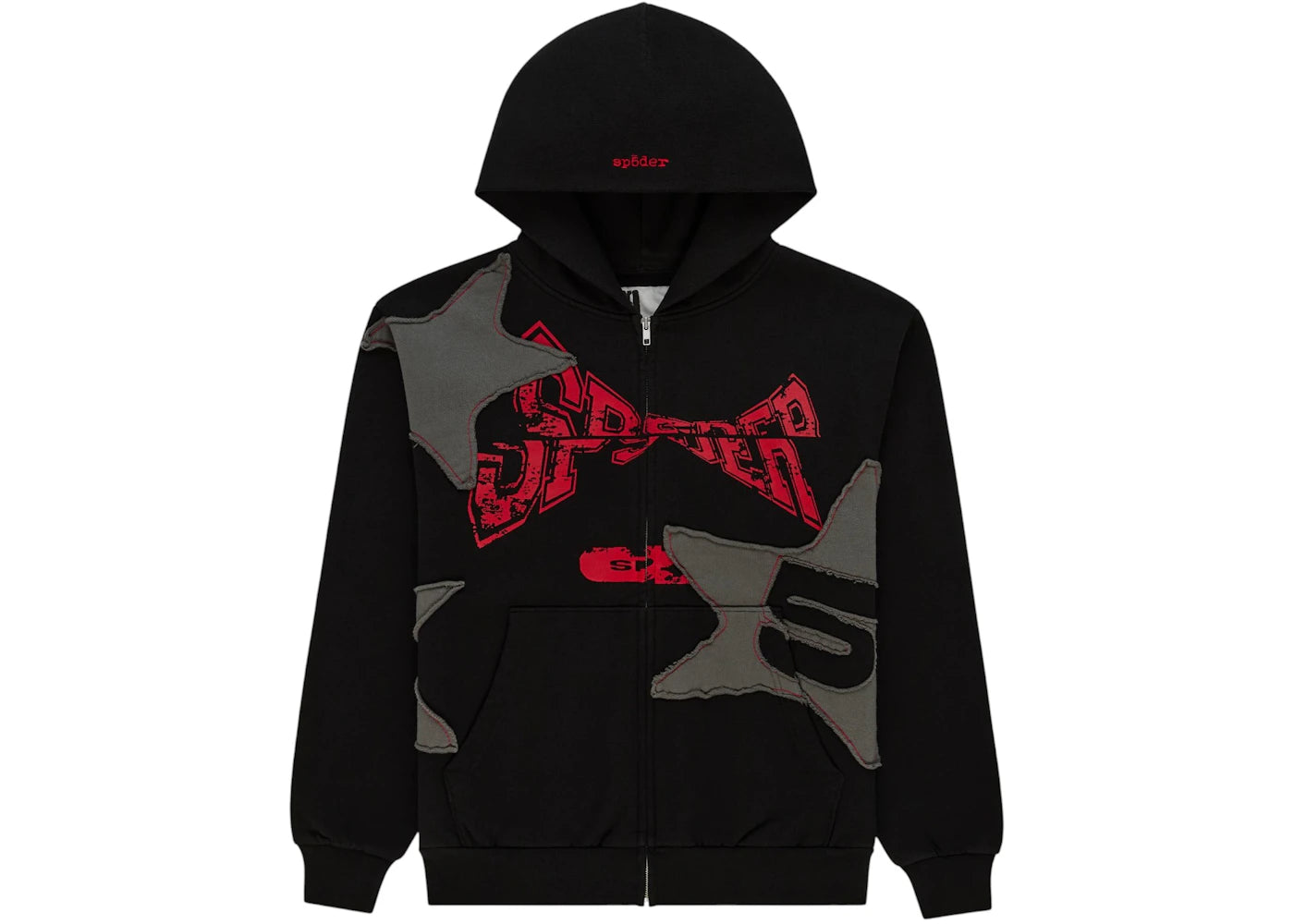 Sp5der Big Star Full Zip Hoodie Black