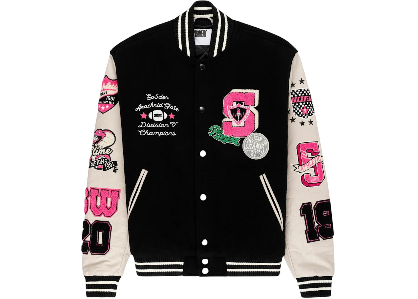 Sp5der Division 5 Varsity Jacket Black