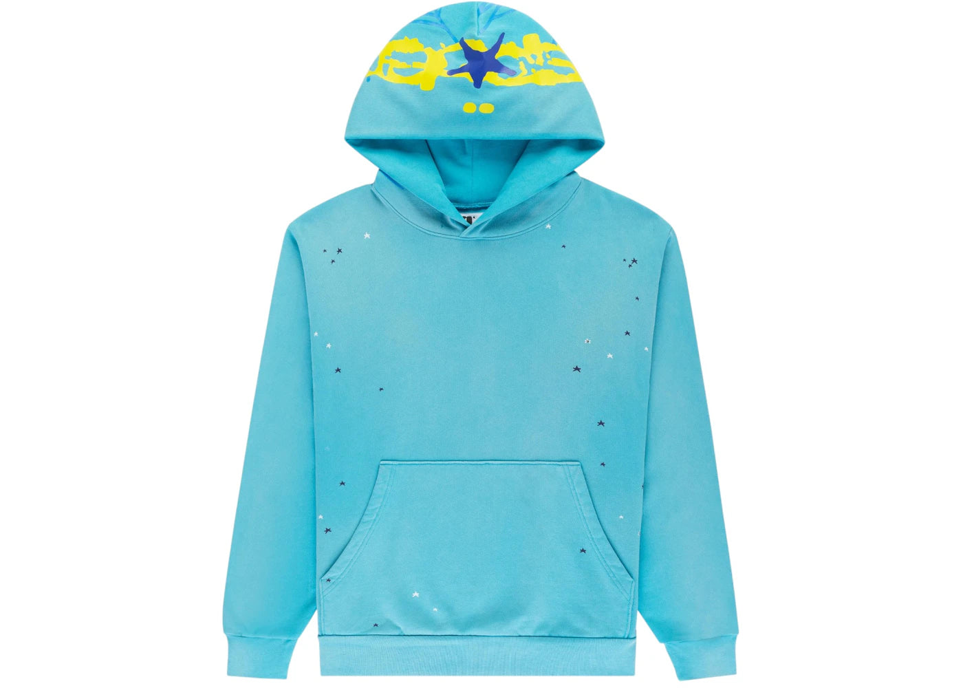 Sp5der Heavy Web Hoodie Cyan