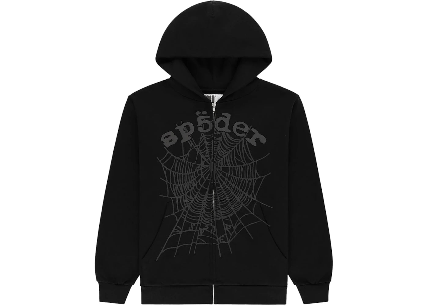 Sp5der OG Web V2 Phantom Zip Up Hoodie Black