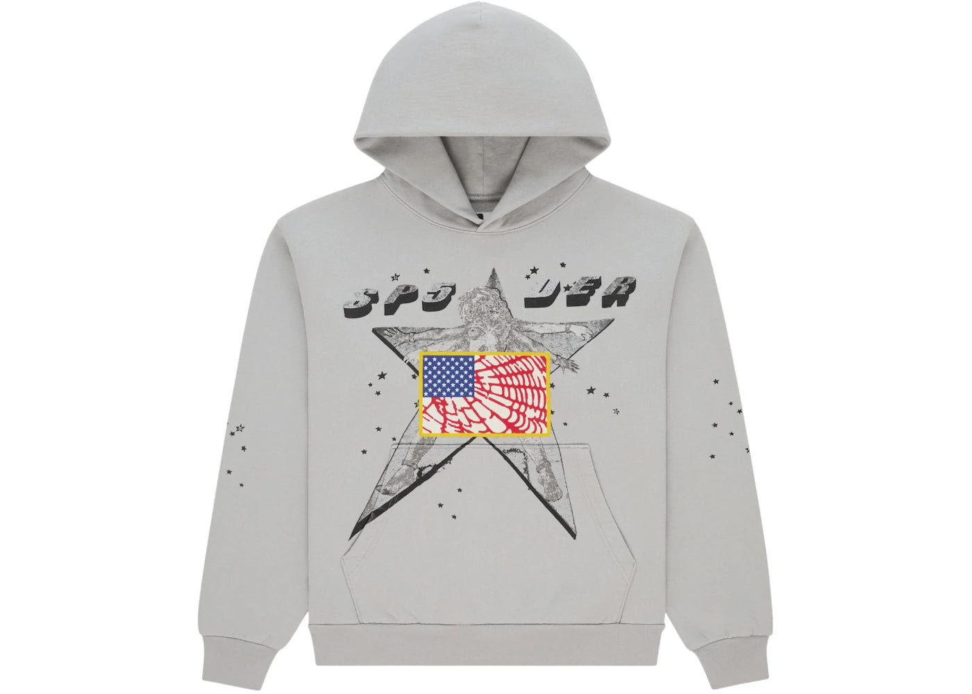 Sp5der Star Girl Hoodie Grey