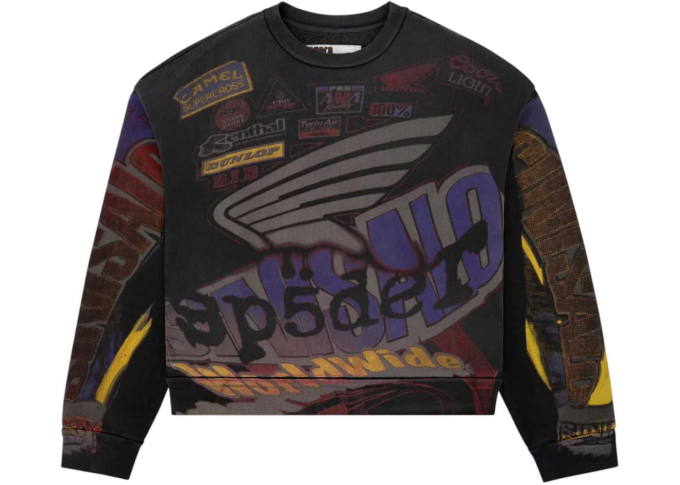 Sp5der Trompe-Loeil Crewneck Black