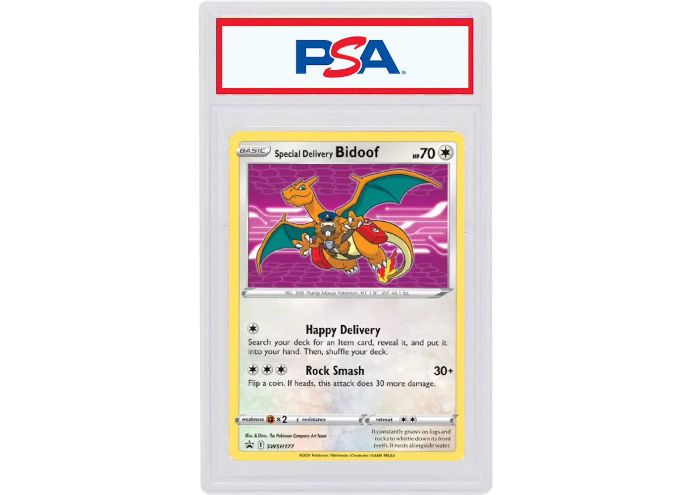 Special Delivery Bidoof 2021 Pokémon TCG Black Star Promos Bidoof Day Holo #177 (PSA or BGS Graded)