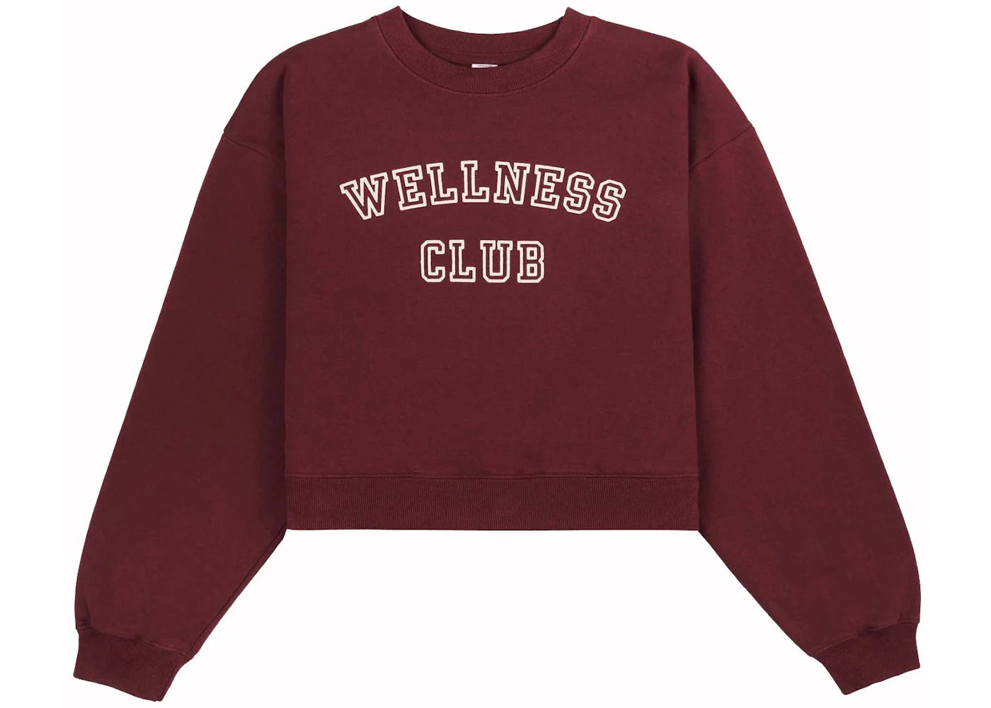 Sporty & Rich x adidas Originals Wellness Club Cropped Crewneck Merlot/Cream