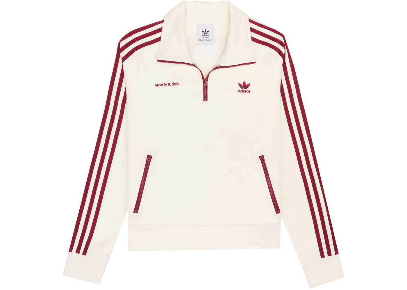 Sporty & Rich x adidas Quarter Zip Track Jacket Cream/Merlot