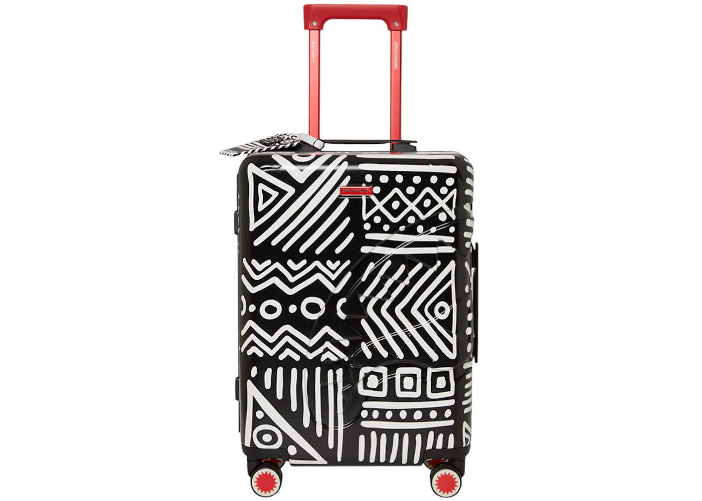 Sprayground African Intelligence A.I.8 - Unveiling the Origin Story of Sharknautics Hardshell Carry-On 22 Luggage Black/White