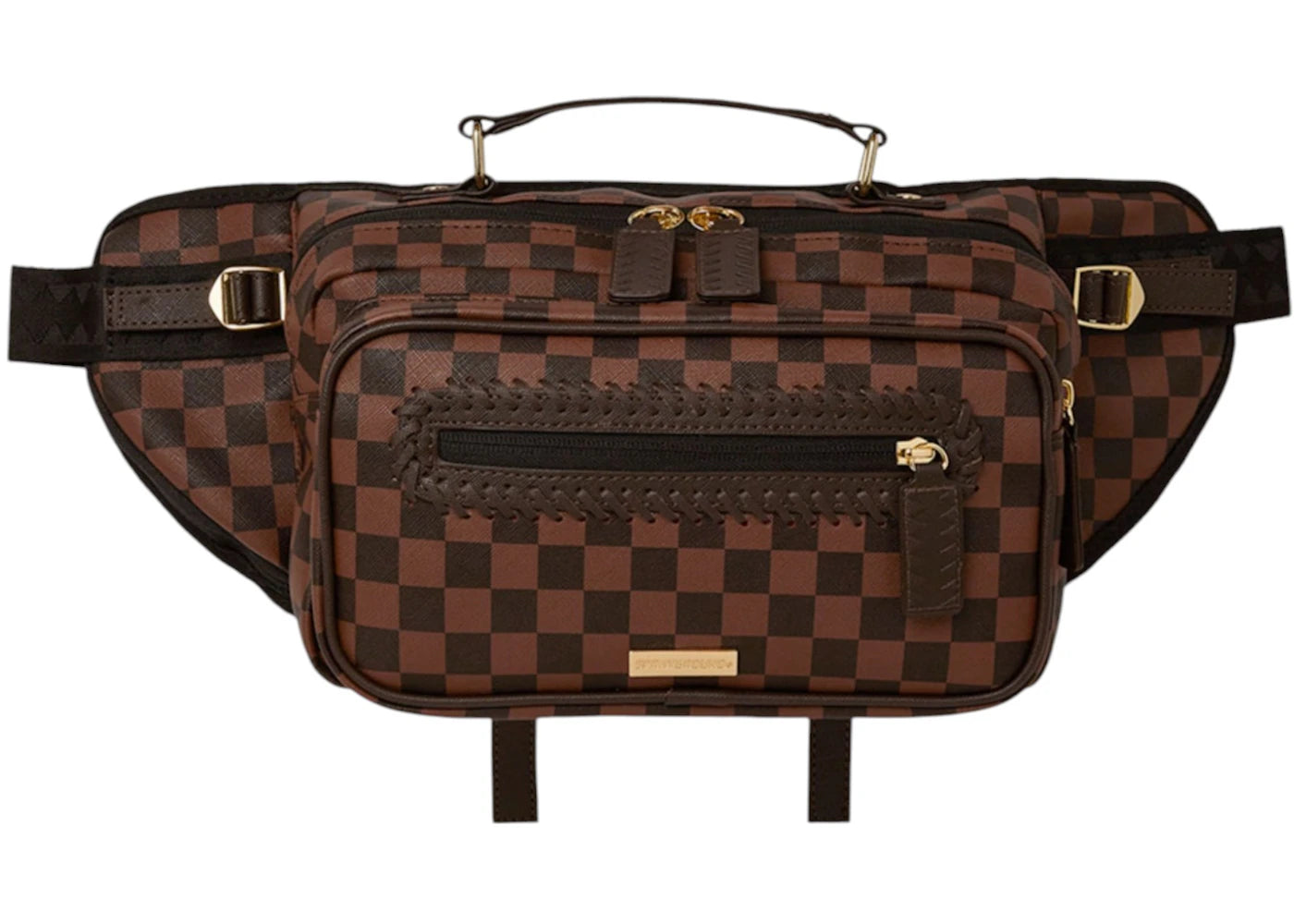 Sprayground Core Emboss Check Cargo Crossbody Crossbody Black Brown