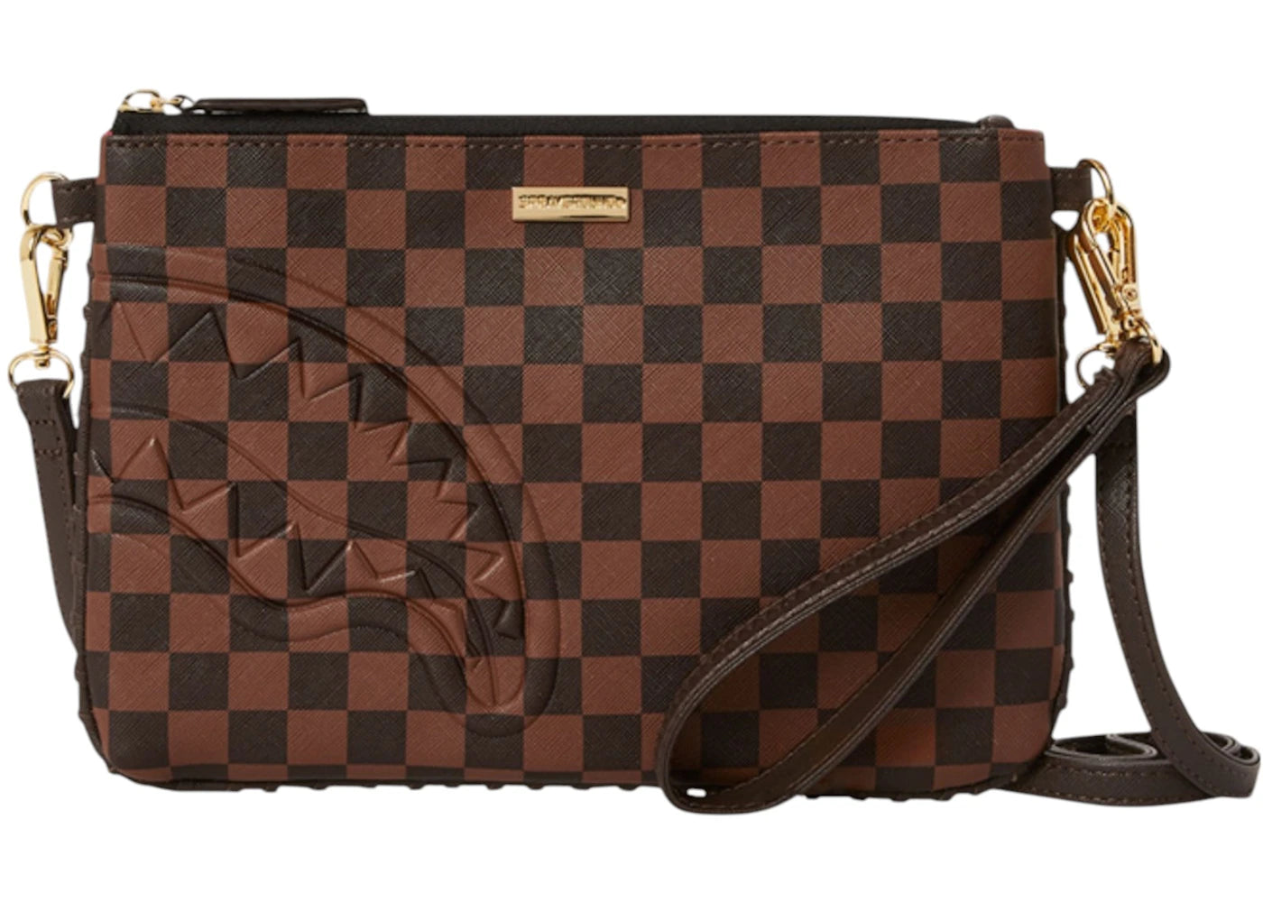Sprayground Core Emboss Check Pouchette Pouchette Black Brown