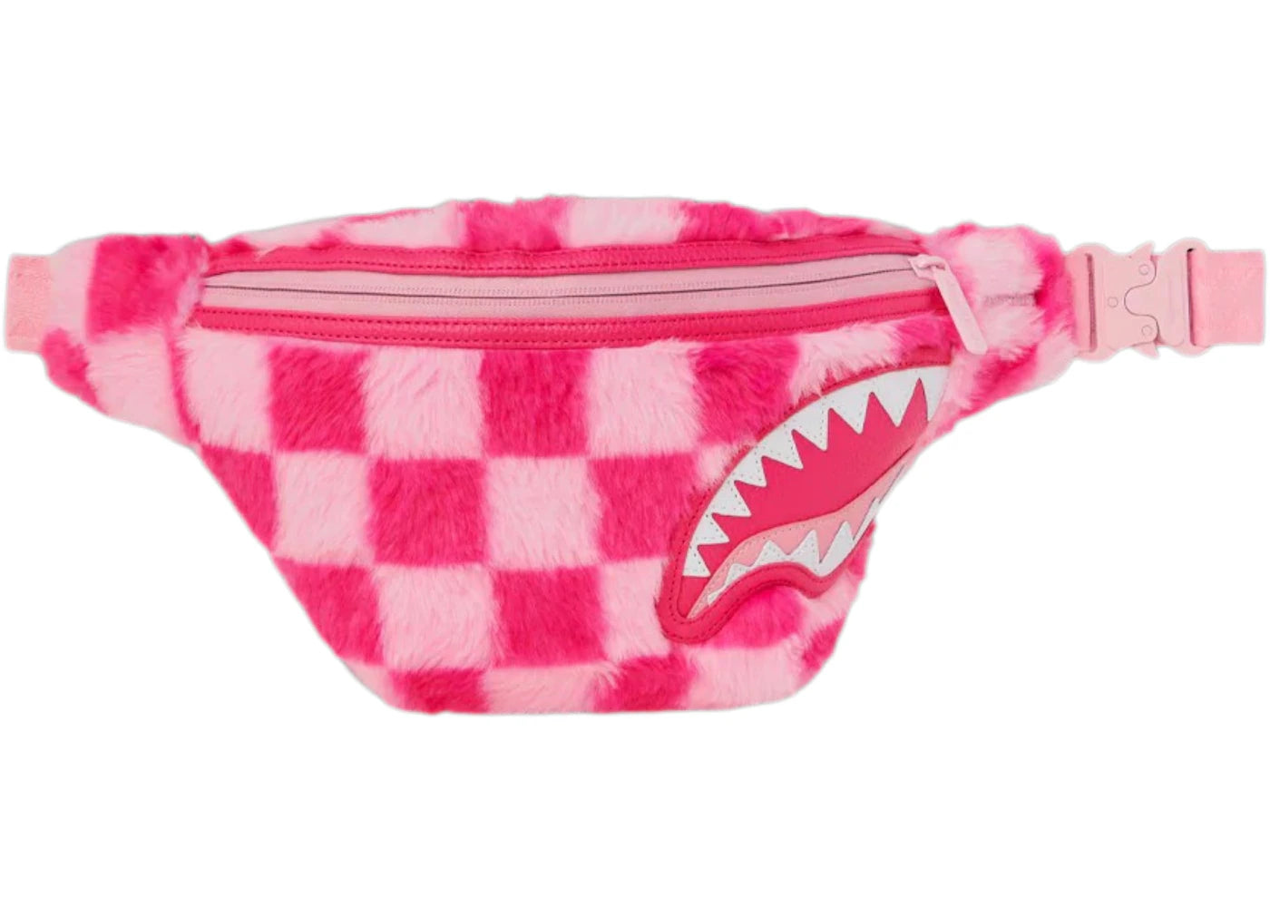 Sprayground Furzilla Shark Pink Check Savvy Crossbody Multicolor