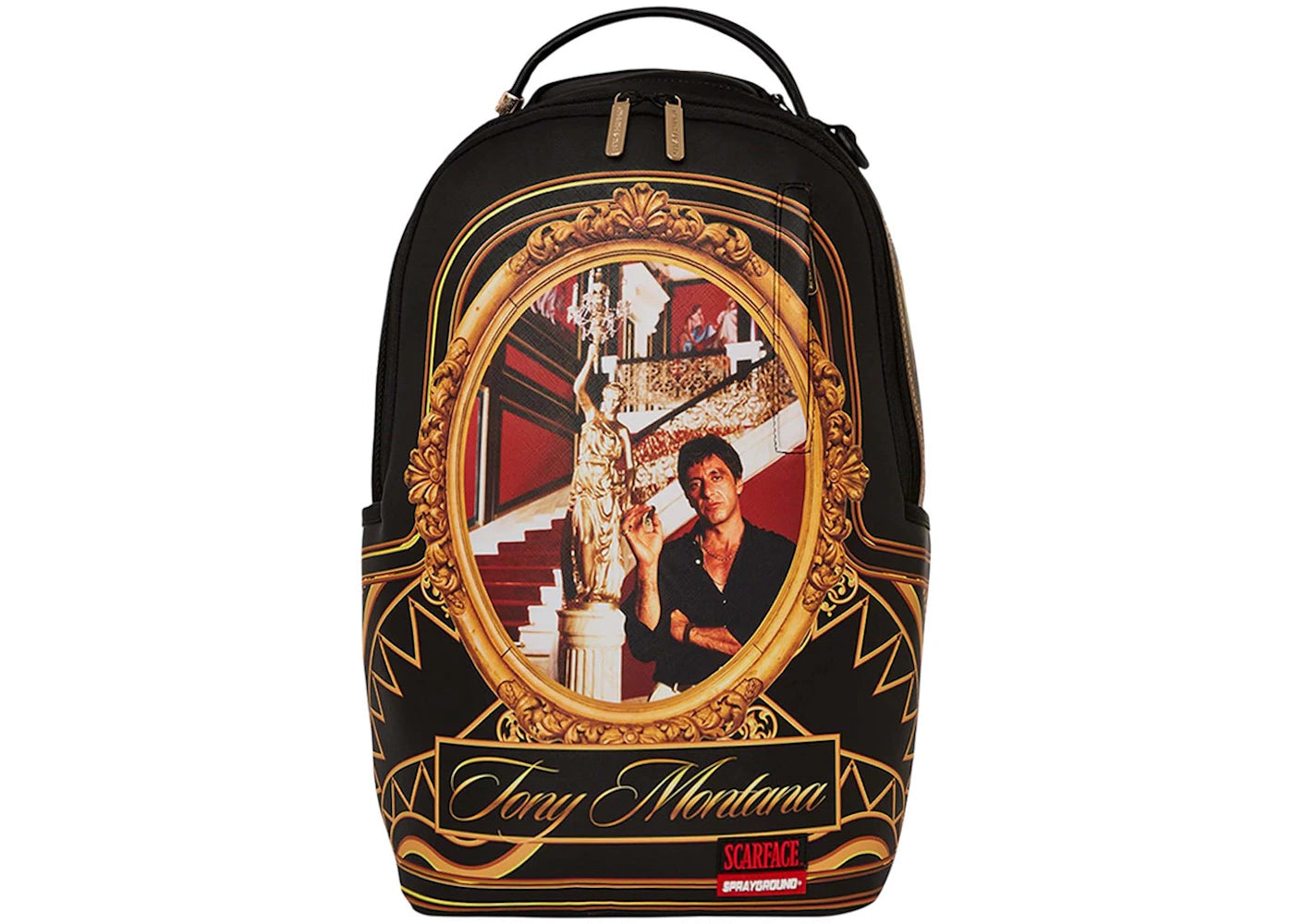 Sprayground Scarface Stairs Tony Montana Backpack Black/Gold