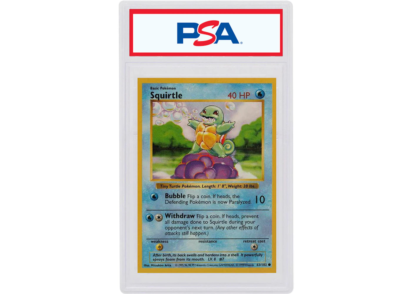Squirtle 1999 Pokemon TCG Base Set Shadowless #63/102 (PSA or BGS Graded)