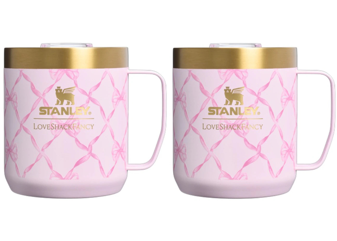 Stanley 1913 x LoveShackFancy Holiday Everyday Camp 12oz Mug Set Baby Bow Pink Peppermint