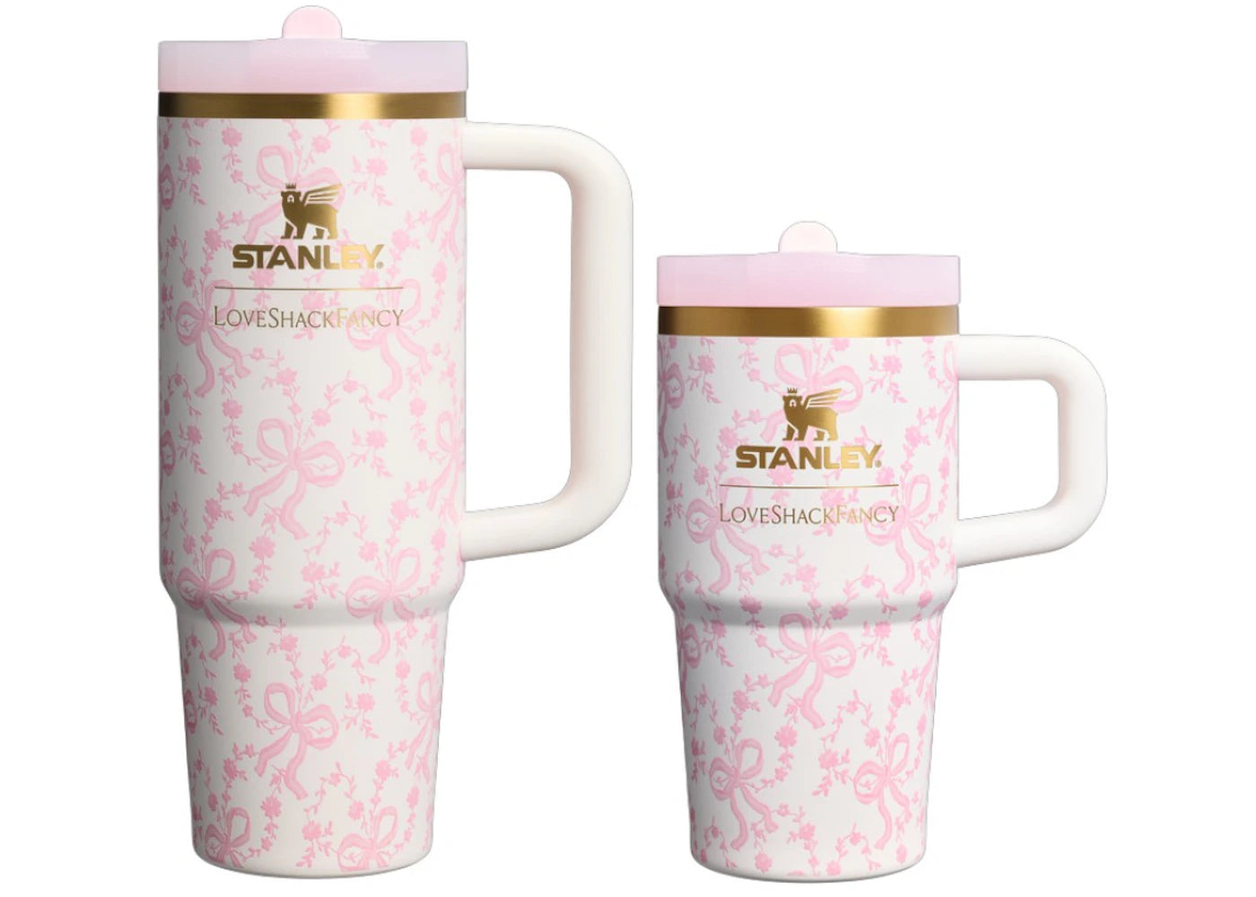 Stanley 1913 x LoveShackFancy Holiday The Quencher Details ProTour 20oz Tumbler Set Coquette Bow Chantilly