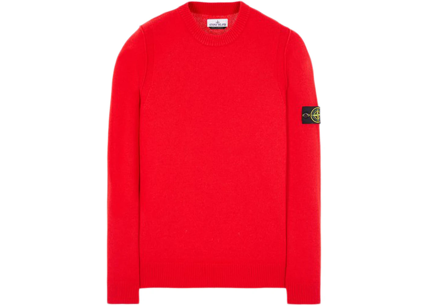 Stone Island 508A3 Stockinette Stitch Lambswool Knitted Sweater Red