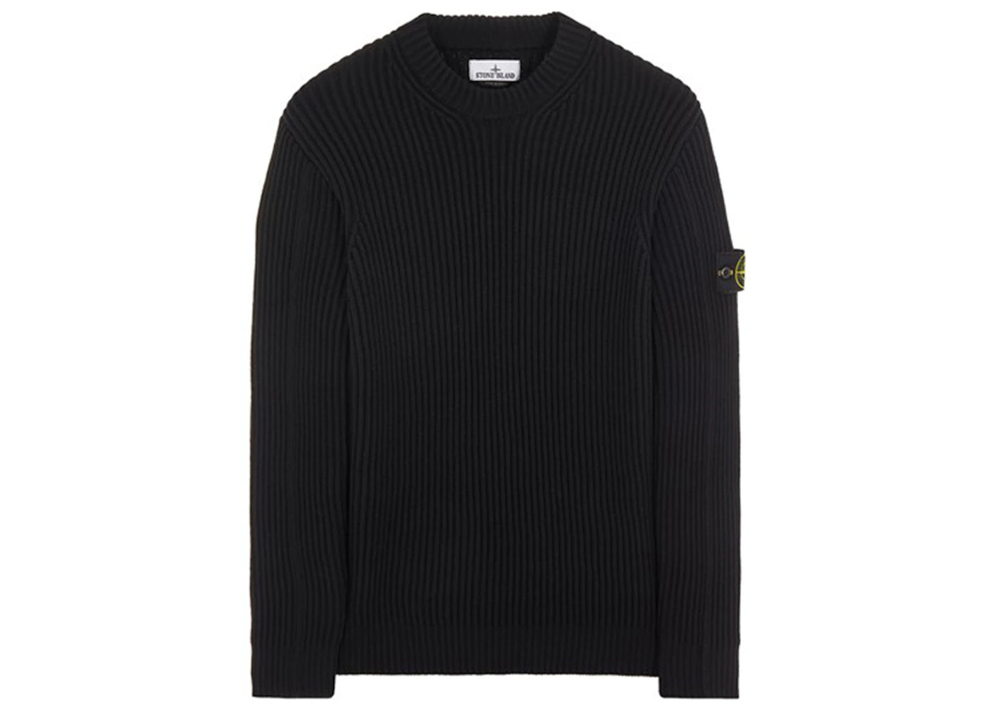 Stone Island 538C2 Full Rib Wool Knitted Sweater Black