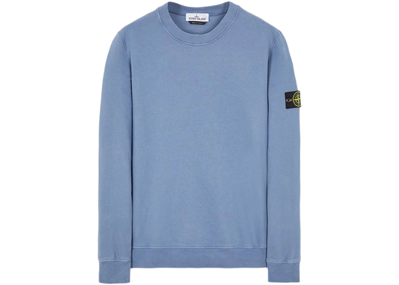 Stone Island 63020 Brushed Cotton Fleece Crewneck Sweater Avio Blue