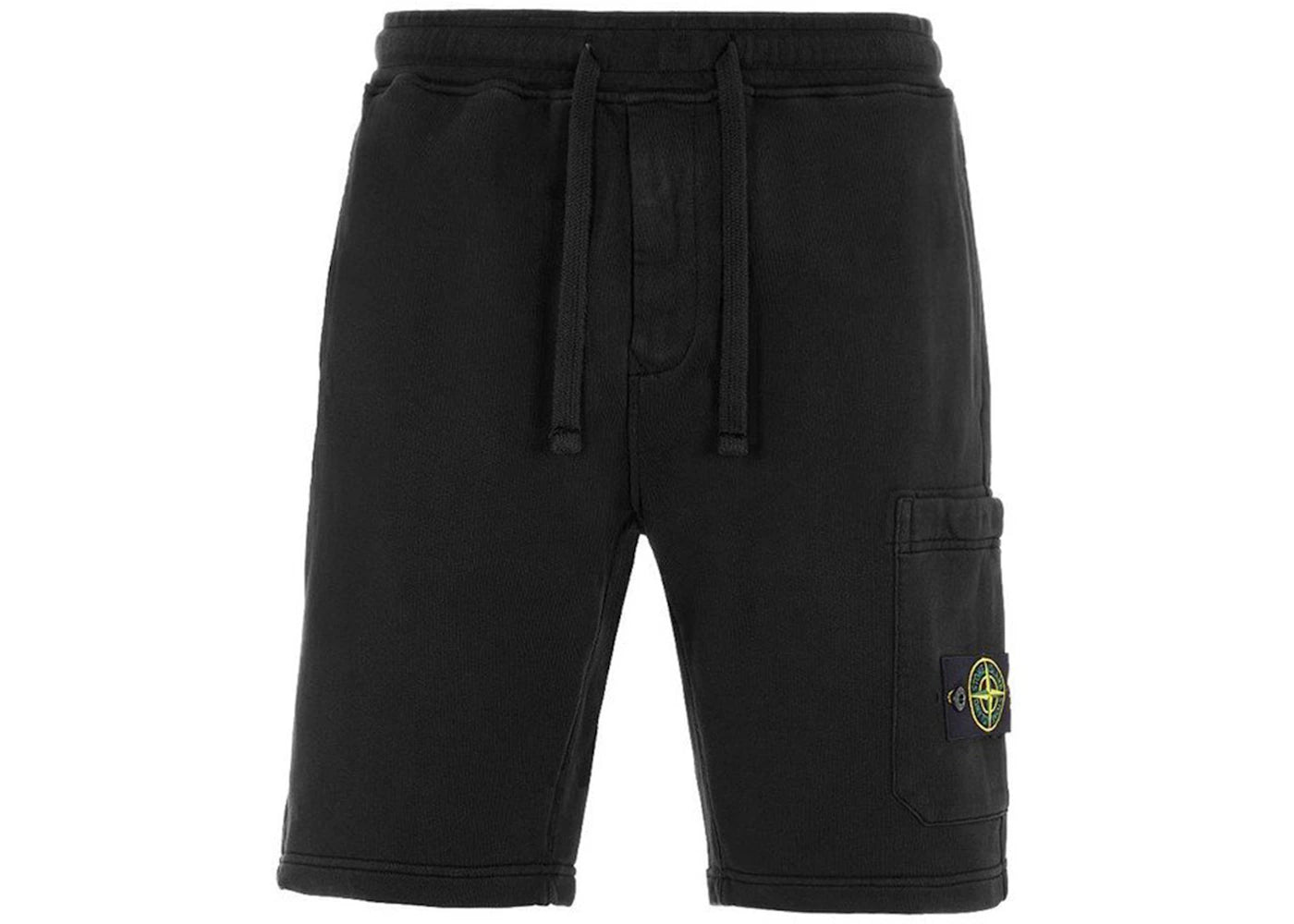 Stone Island 64651 Cotton Fleece Garment Dyed Shorts Black