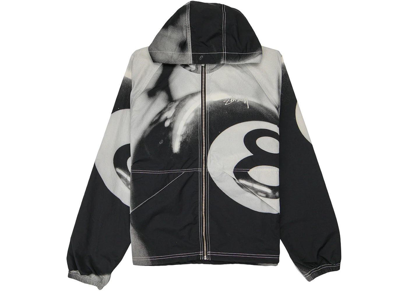 Stussy 8 Ball Beach Shell Jacket Grayscale