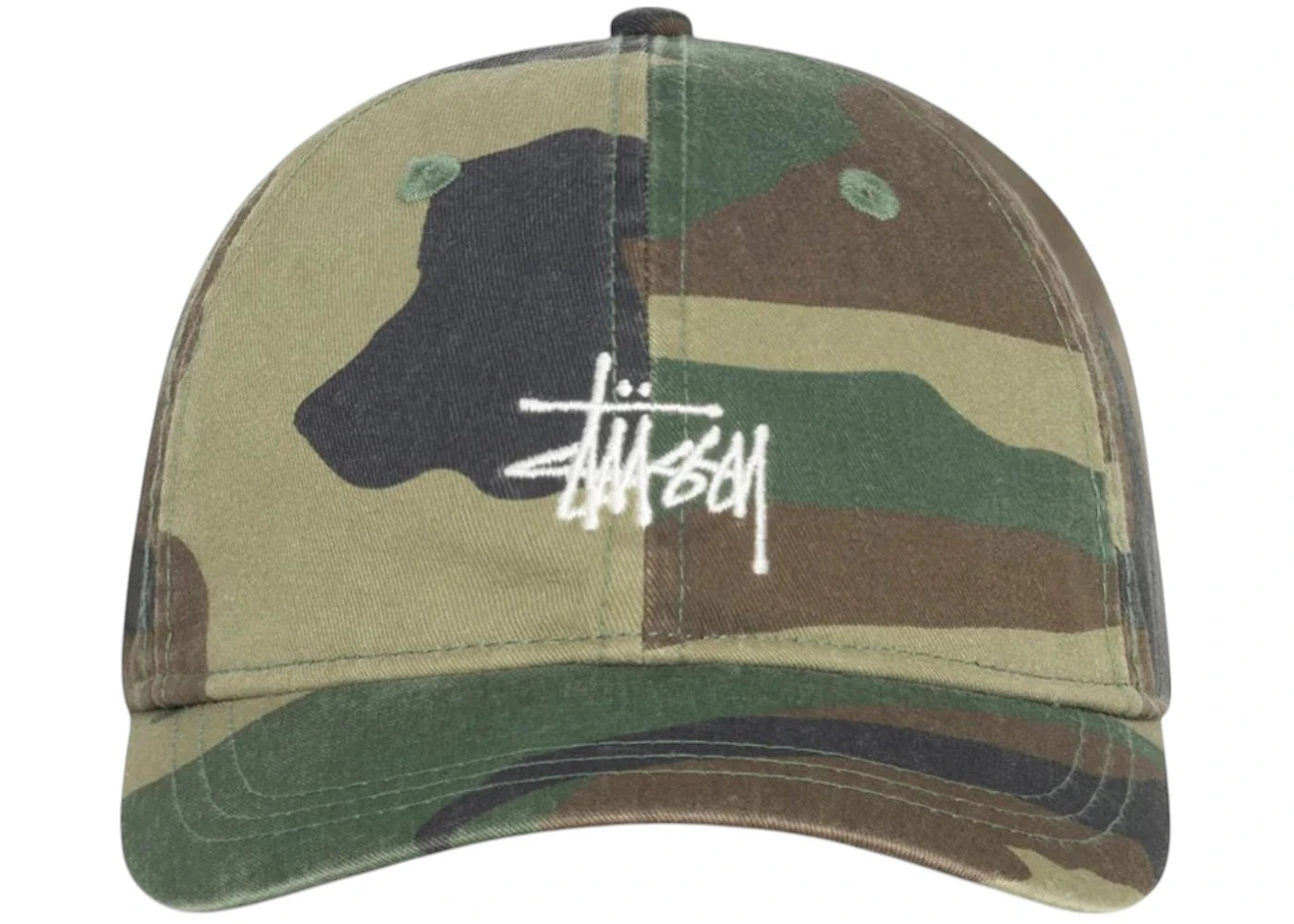 Stussy Basic Washed Stussy Cap Woodland Camo