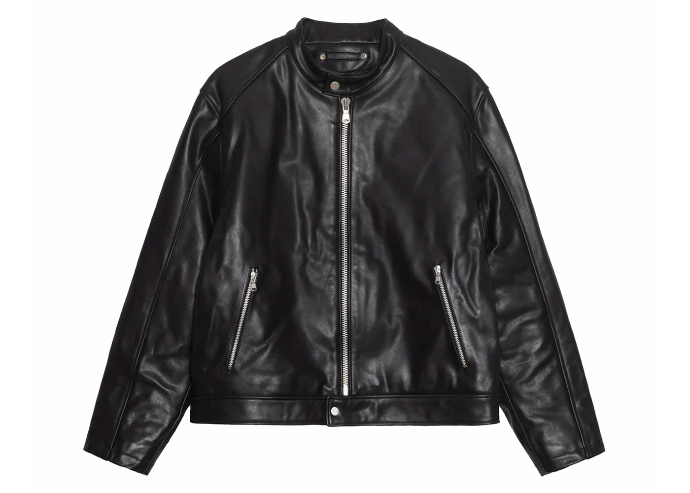 Stussy Cafe Racer Leather Jacket Black