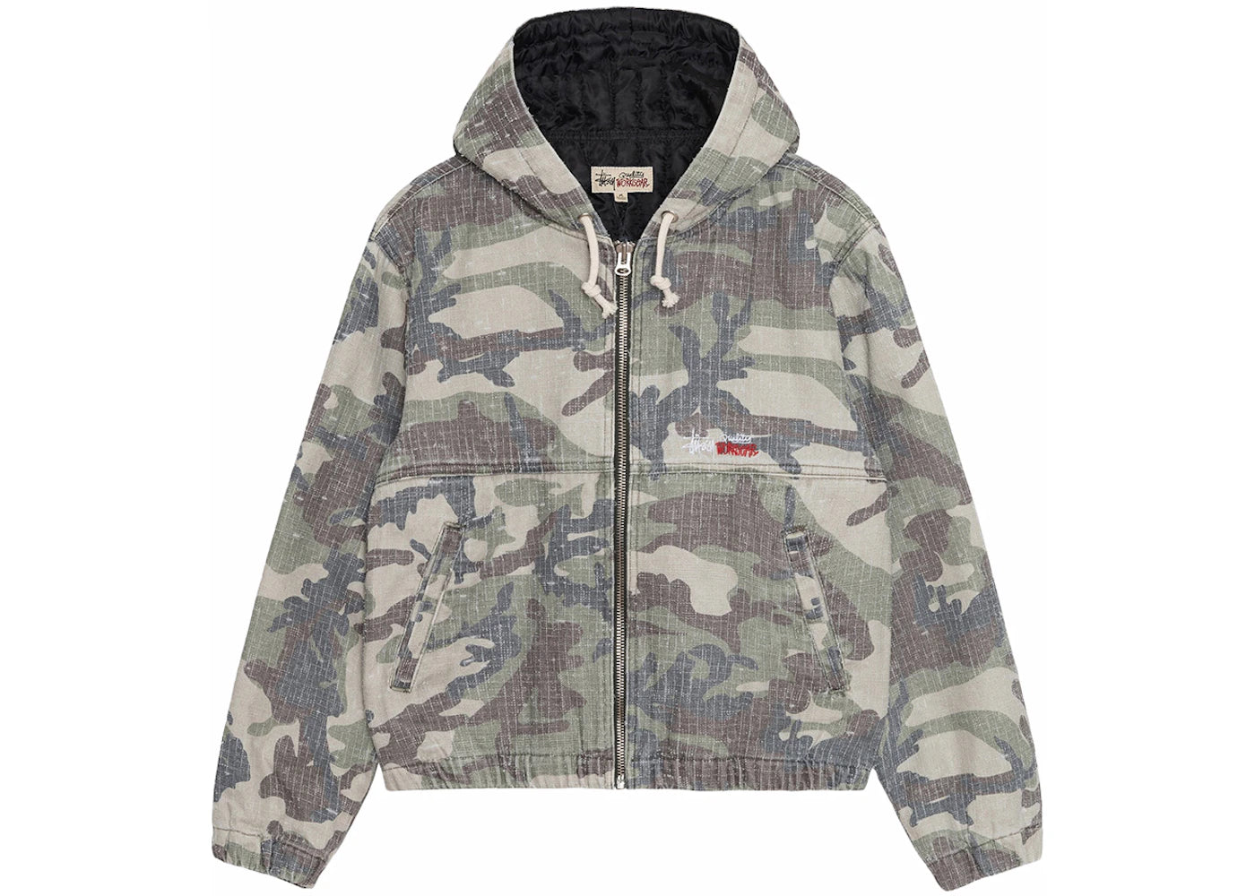 Stussy Camo Canvas Needlepunch Work Jacket Woodland Camo