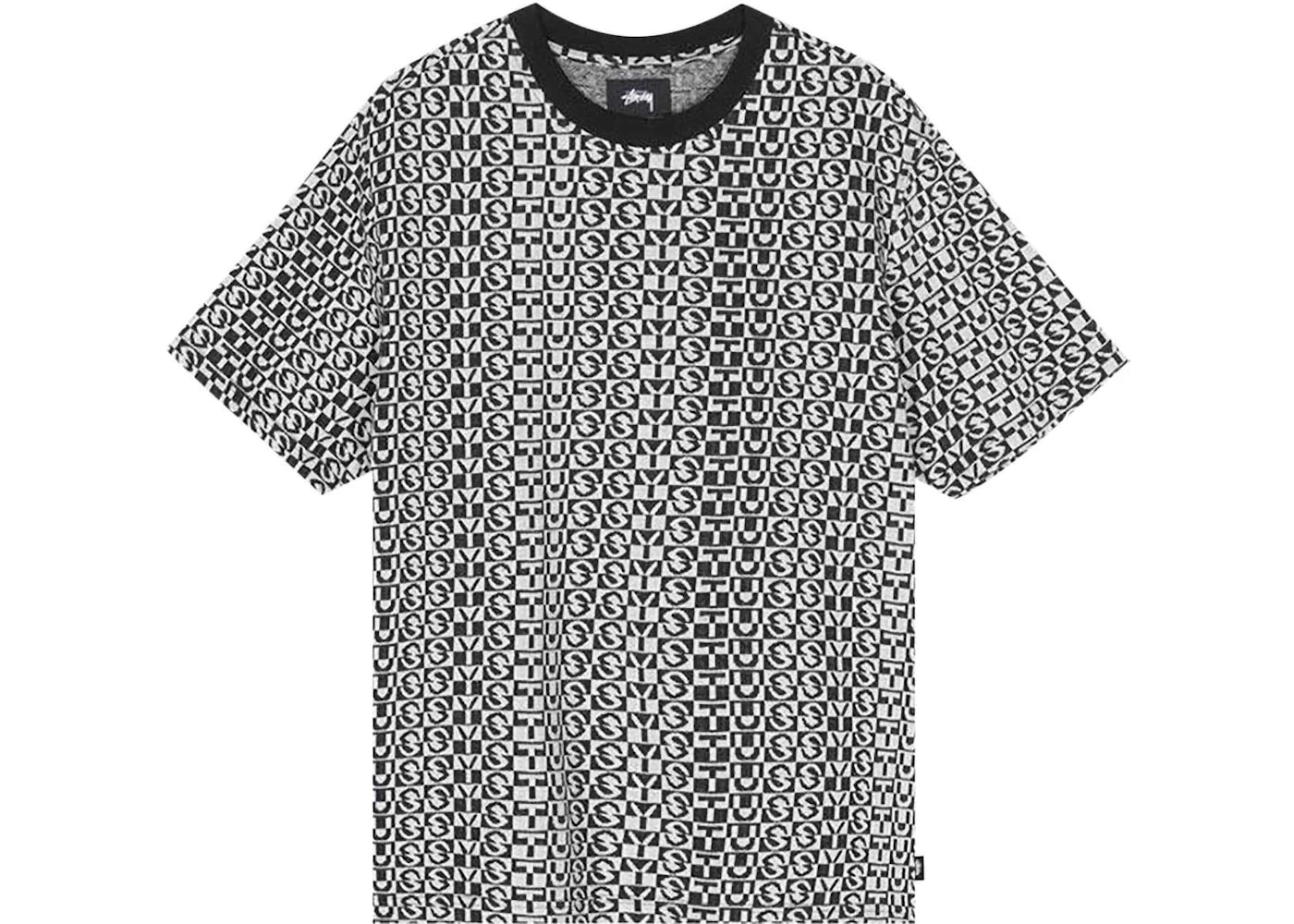 Stussy Check Crew Tee Black