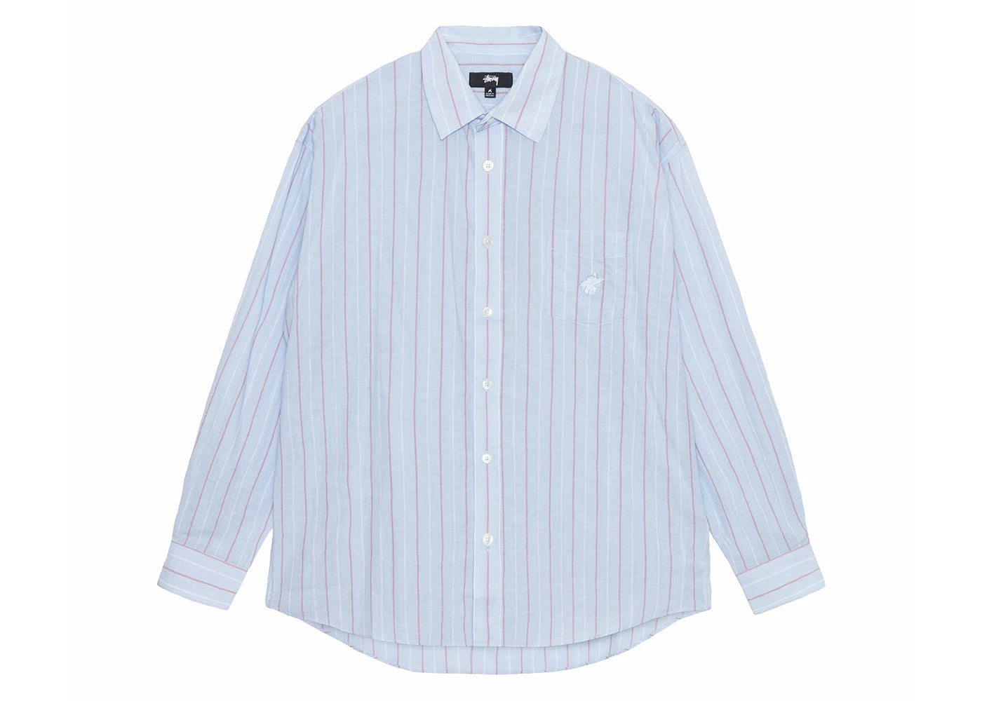 Stussy Classic Striped Cotton Linen Shirt Light Blue