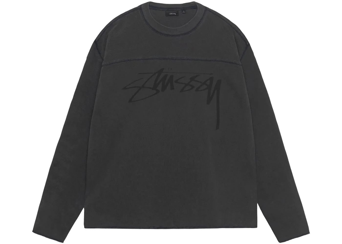 Stussy Cotton Football Pigment Dyed Crew Washed Black
