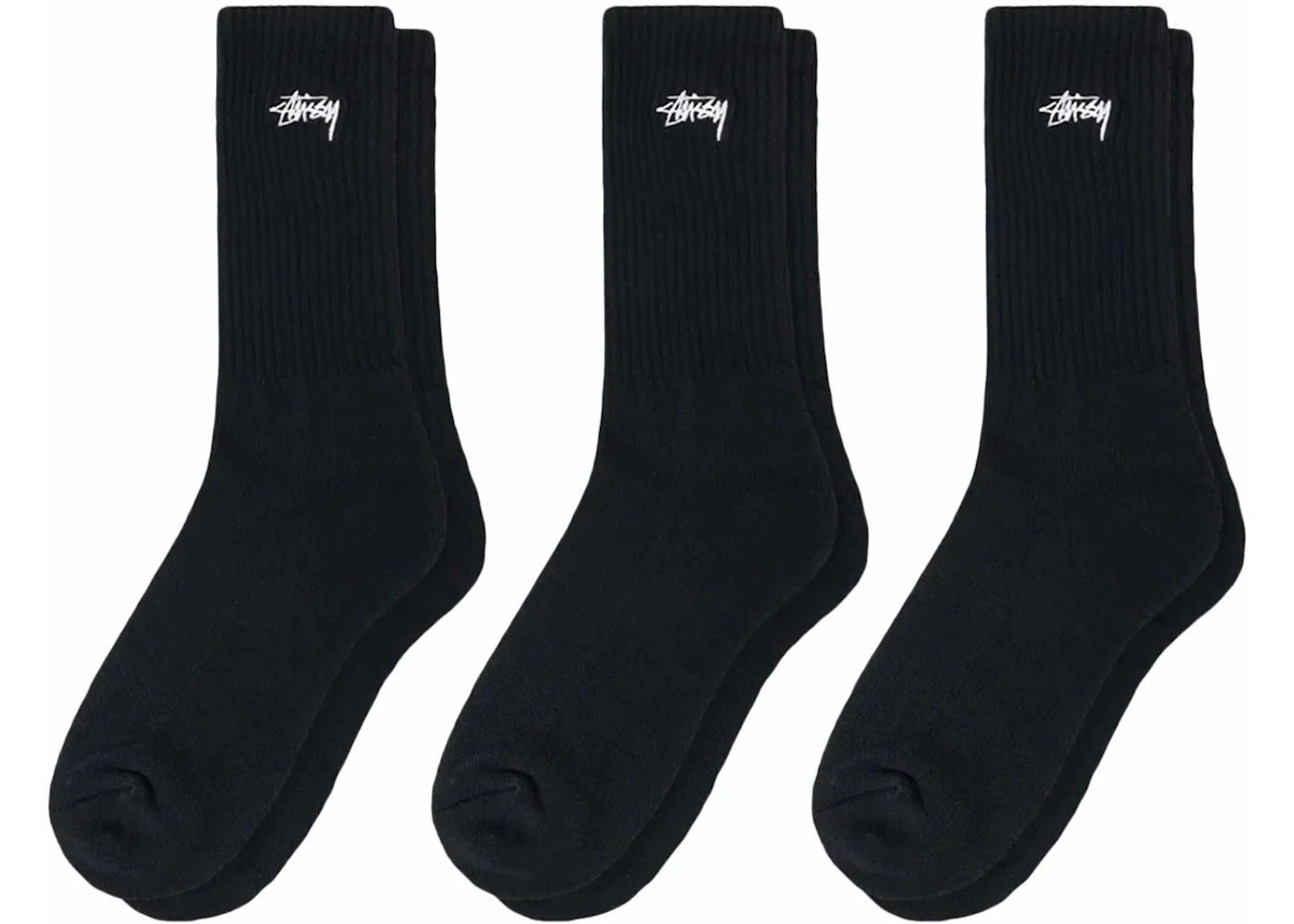 Stussy Crew Socks (3 Pack) Black