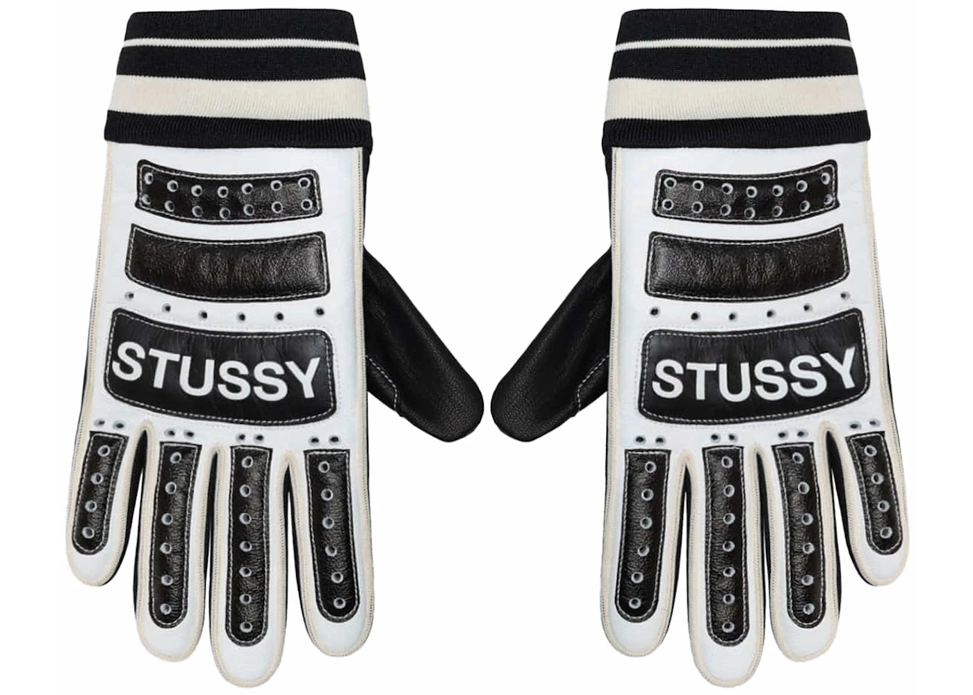 Stussy Leather Bike Gloves Black/White