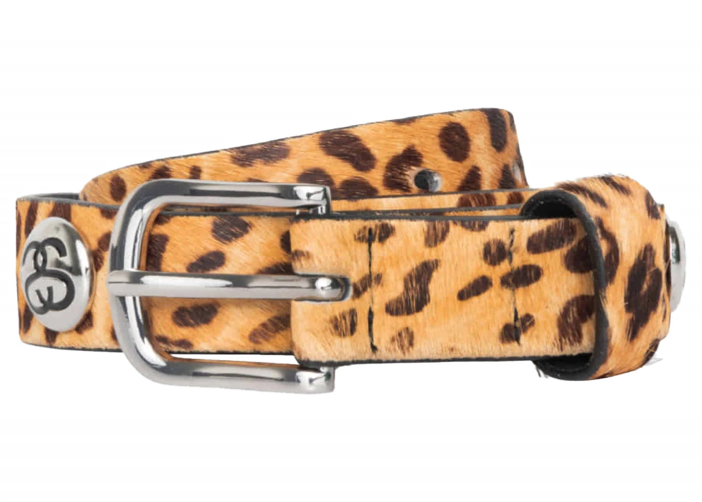 Stussy SS-Link Studded Belt Hairy Cheetah Print