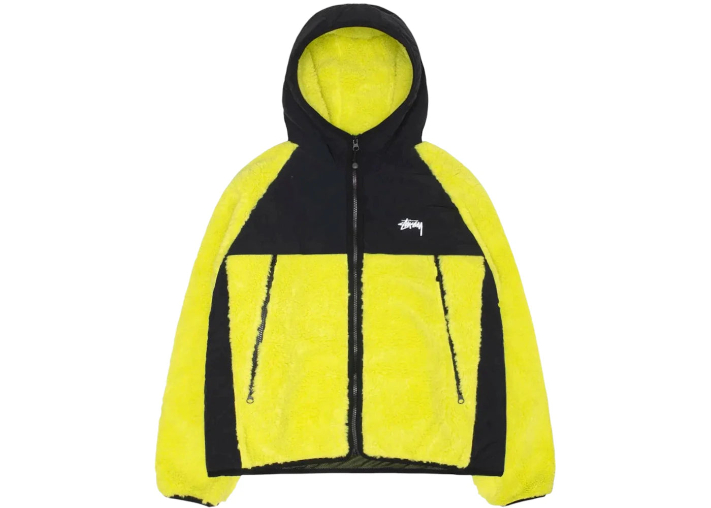Stussy Sherpa Paneled Hooded Jacket Lime