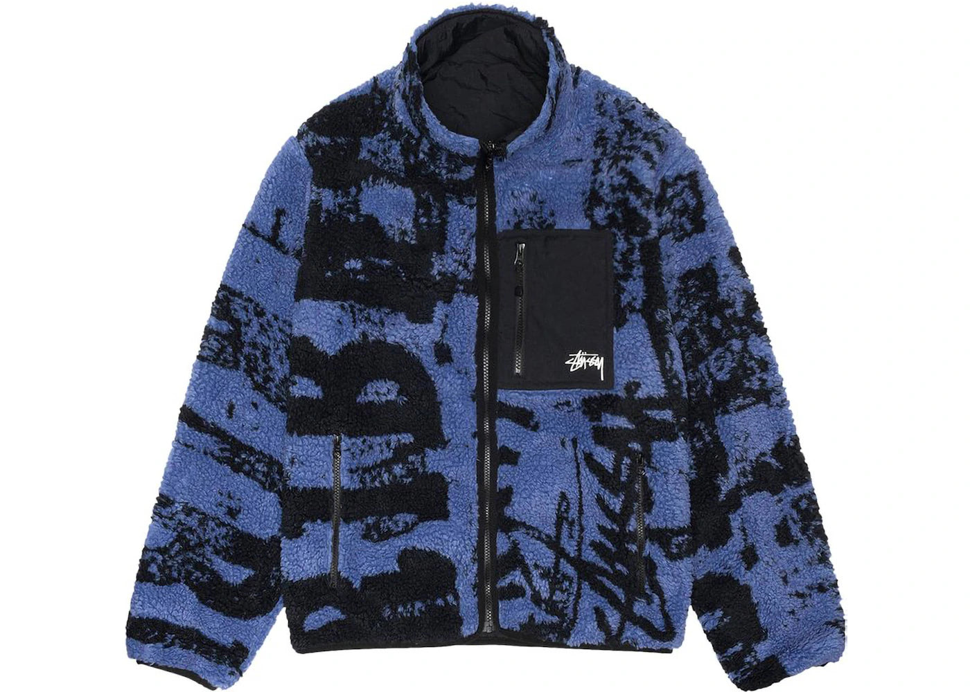 Stussy Sherpa Reversible Stamp Jacket Blue