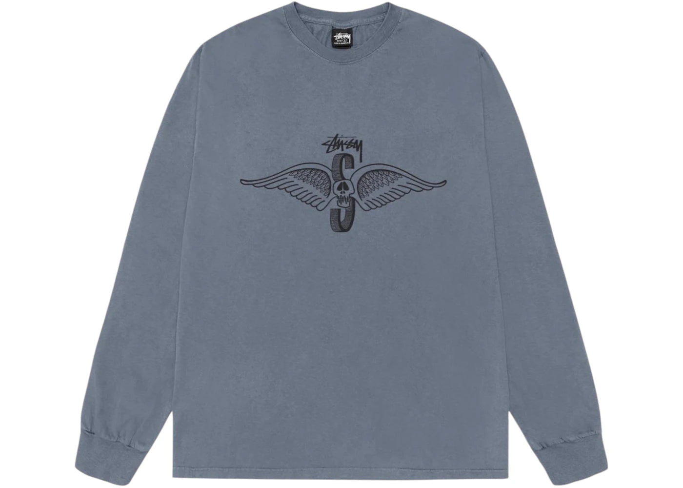 Stussy Skull Wings L/S Pigment Dyed Tee Navy