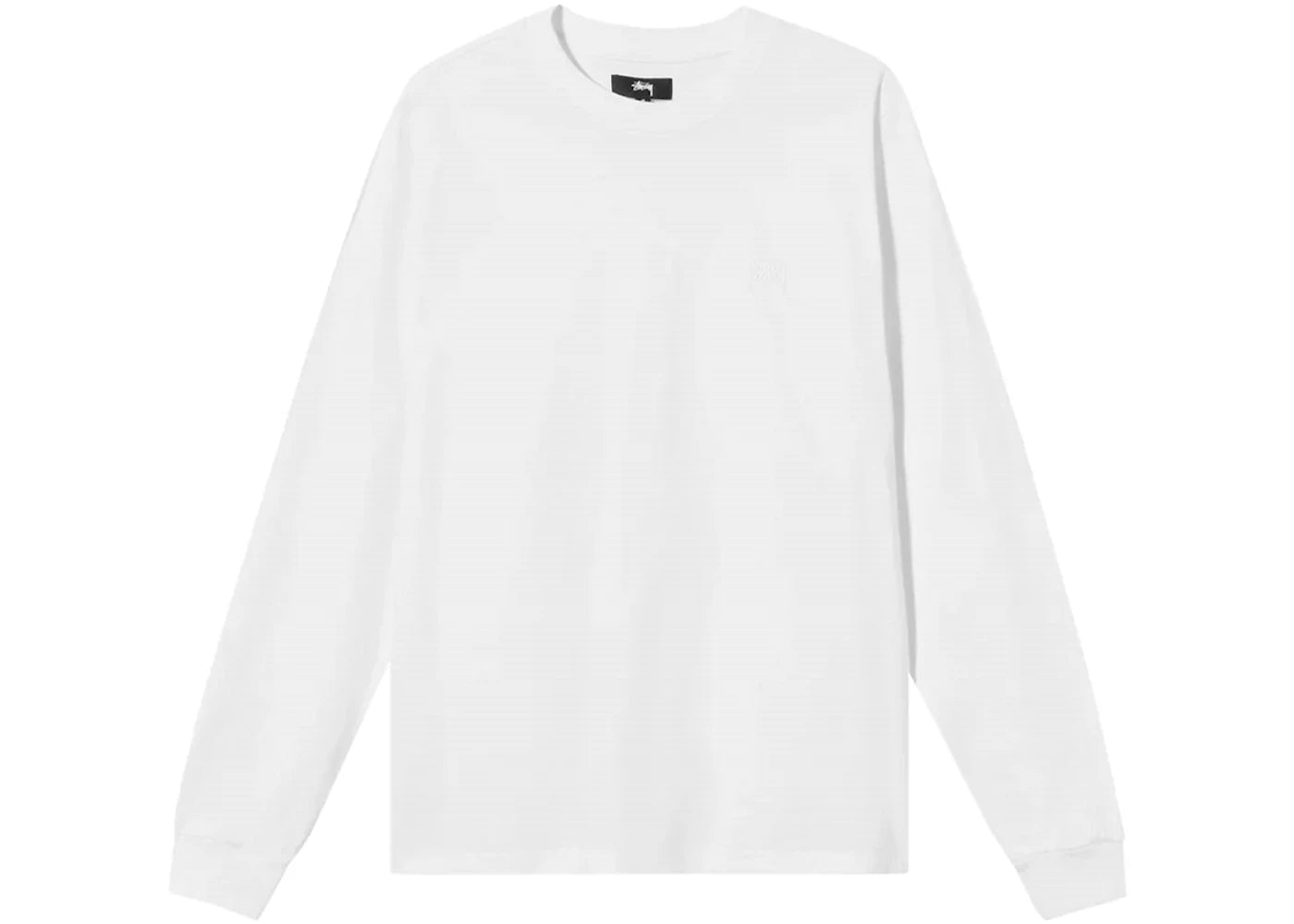 Stussy Stock Logo L/S Crew White